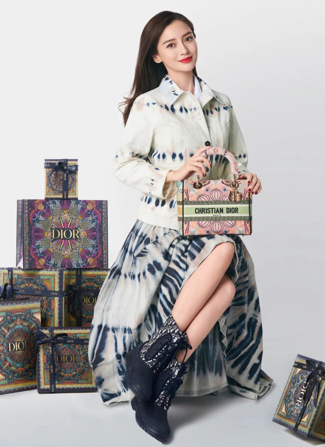 Dior Lady D-Lite手袋-24cm-多色花朵