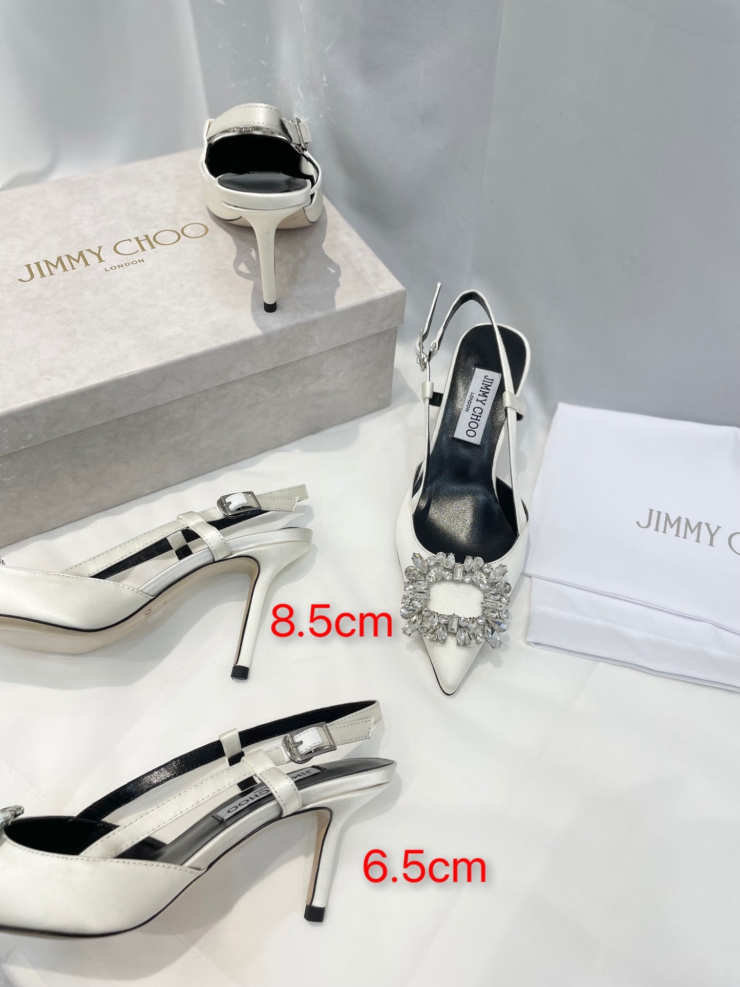 JC傑米-女神系列 鑽扣高跟鞋 白色