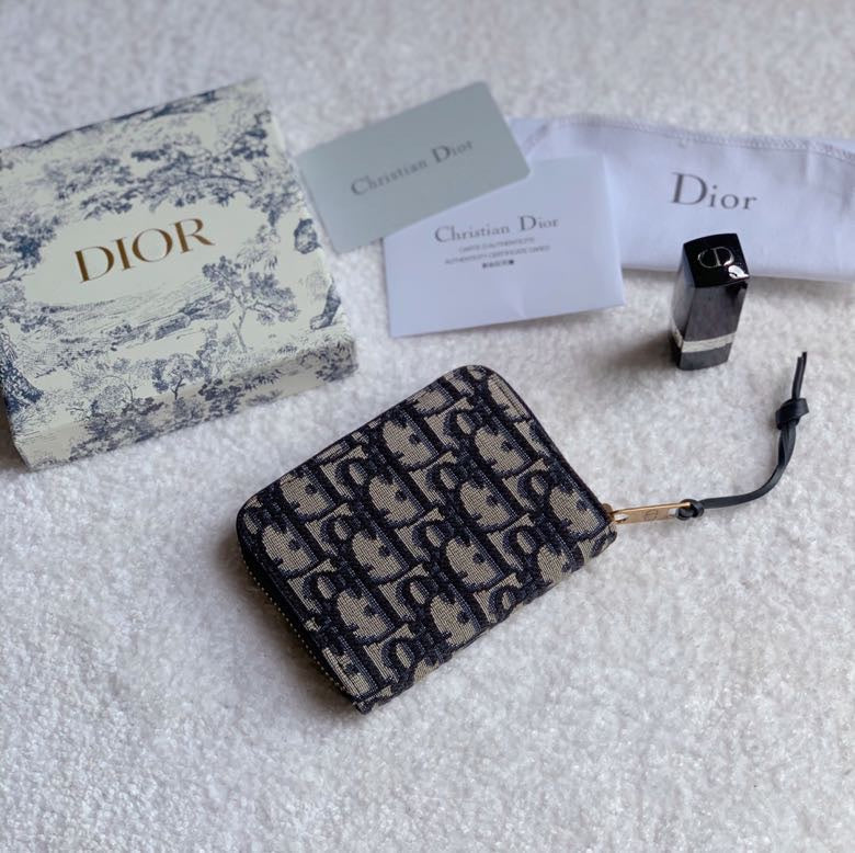 Dior 老花拉鍊卡包／零錢包