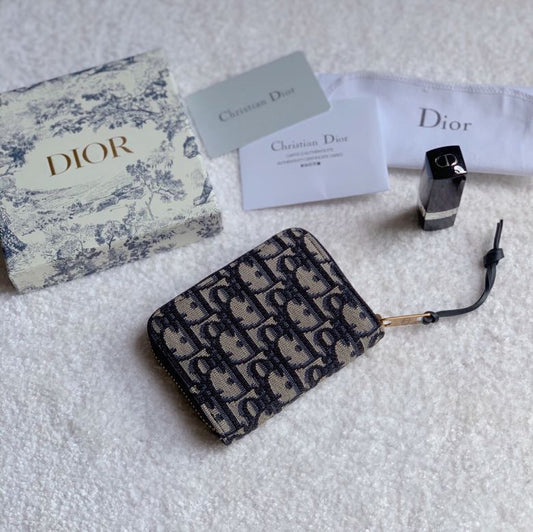 Dior 老花拉鍊卡包/零錢包