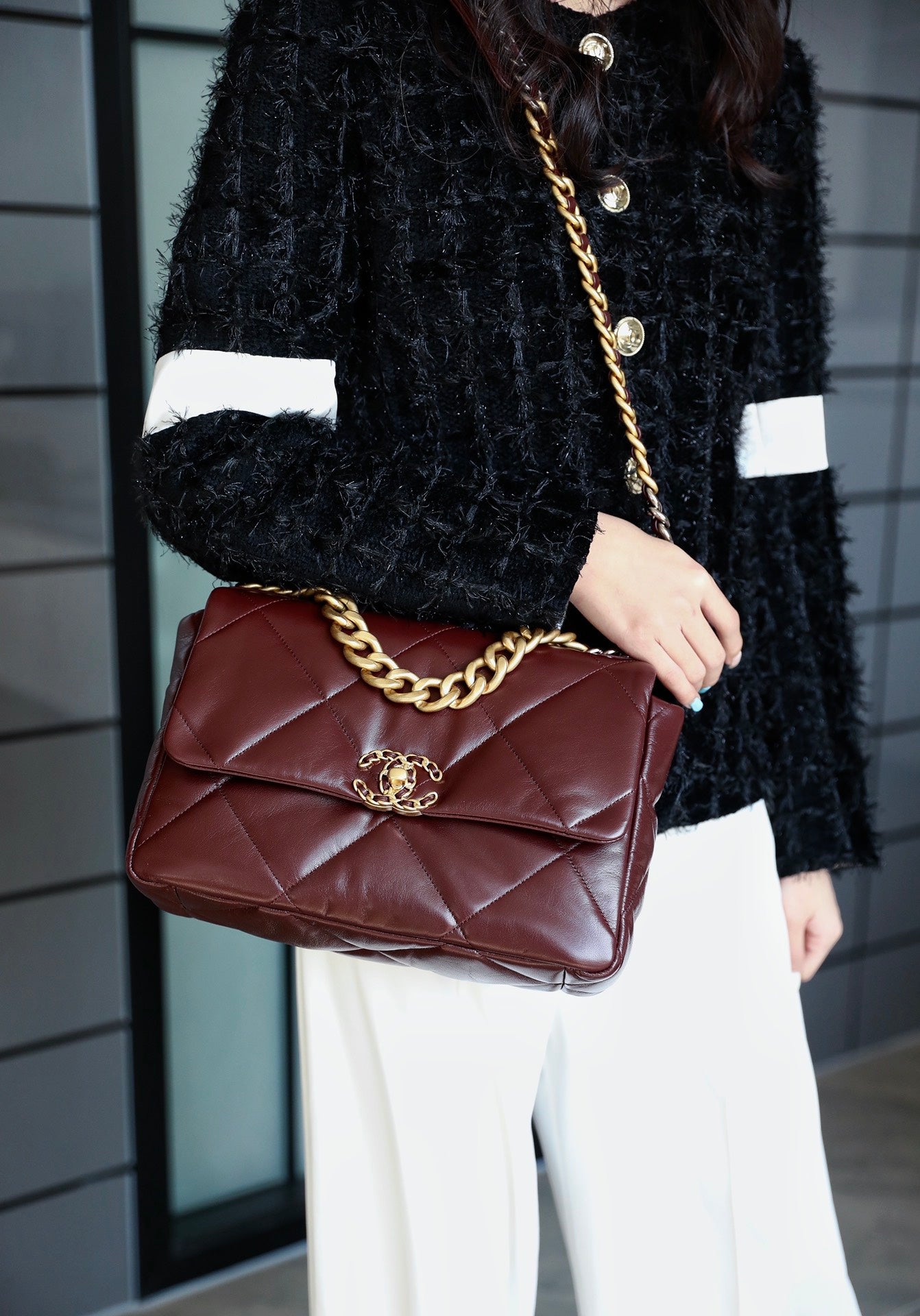 Chanel 19Bag-中號深棗紅