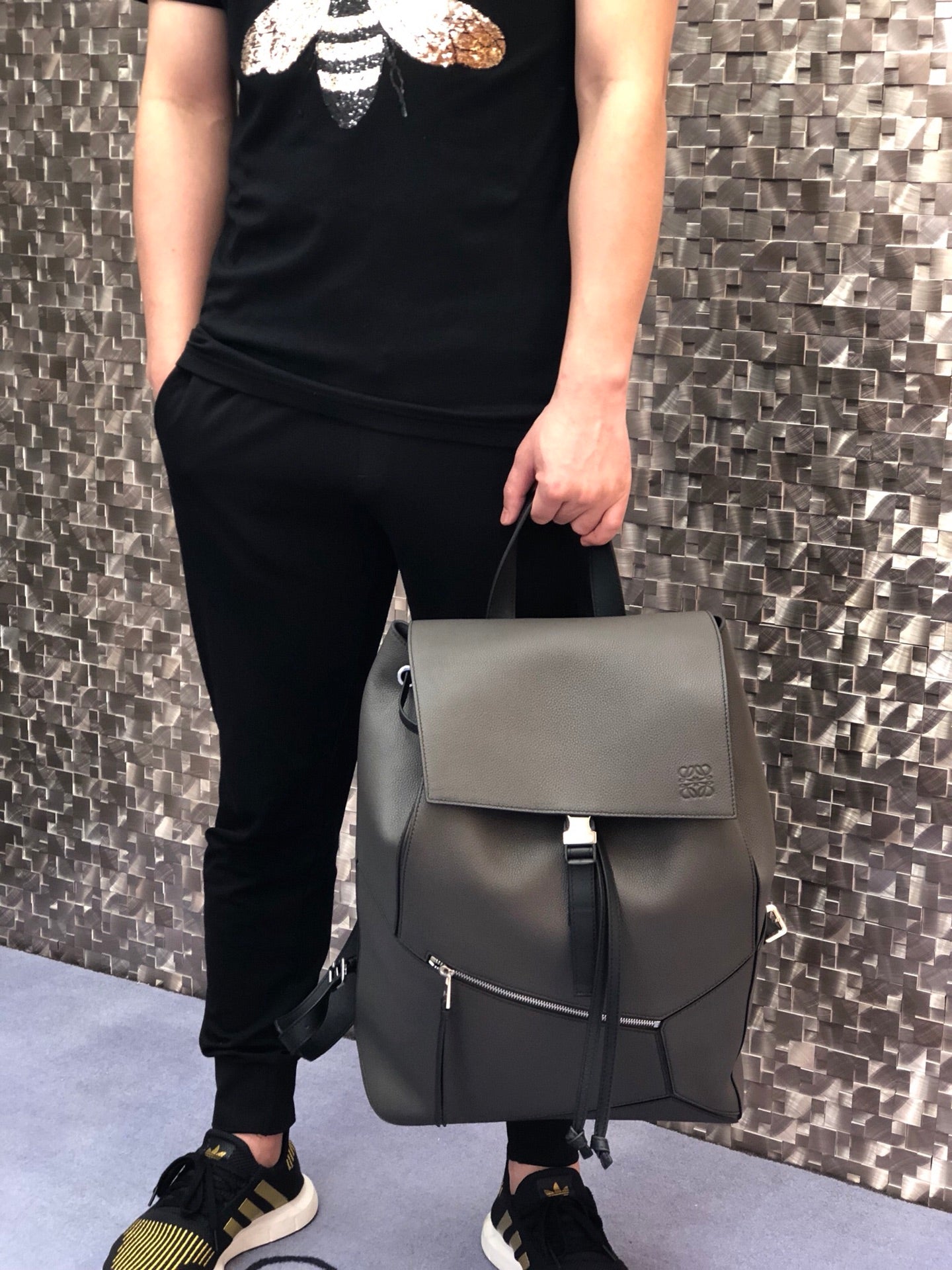Loe-Puzzle Backpack 後背包 黑色