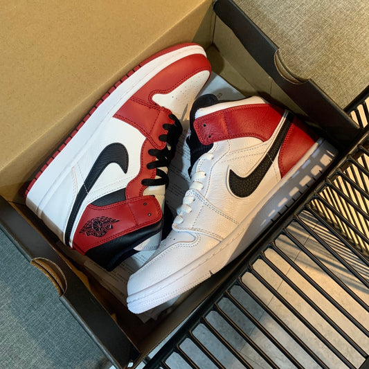 N1K- AJ 1 mid 中筒板鞋 休閒鞋 白紅色