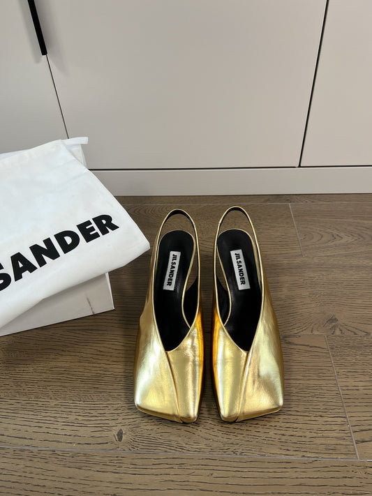 Jil sander-方頭高跟涼鞋 金色