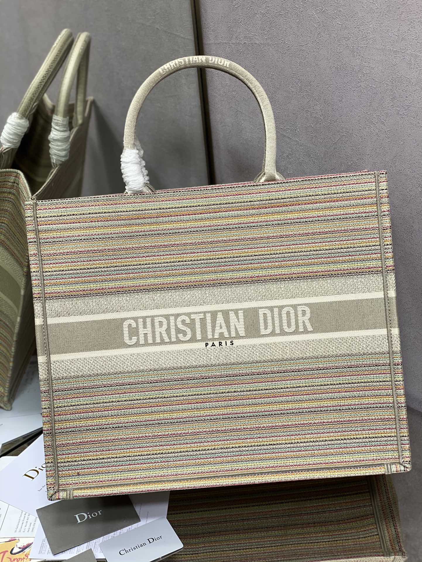 Dior Book Tote-大號41.5cm-金絲條紋