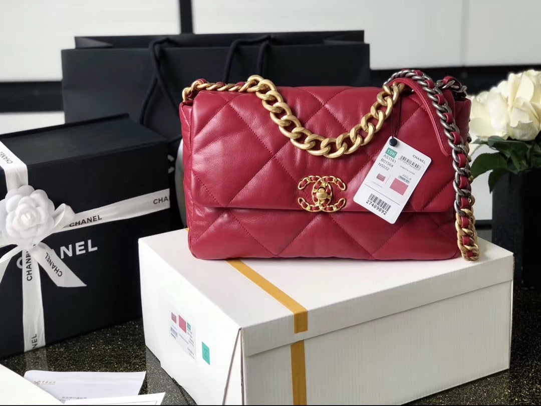 Chanel 19Bag-中號寶石紅