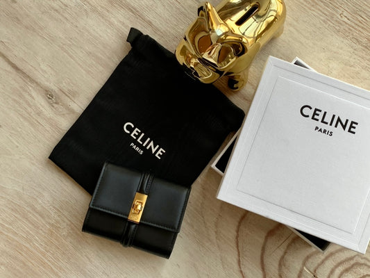Celine 小號亮澤牛皮革三折短夾