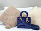 Dior Lady D-Lite黛妃包-天鵝絨刺繡藍色