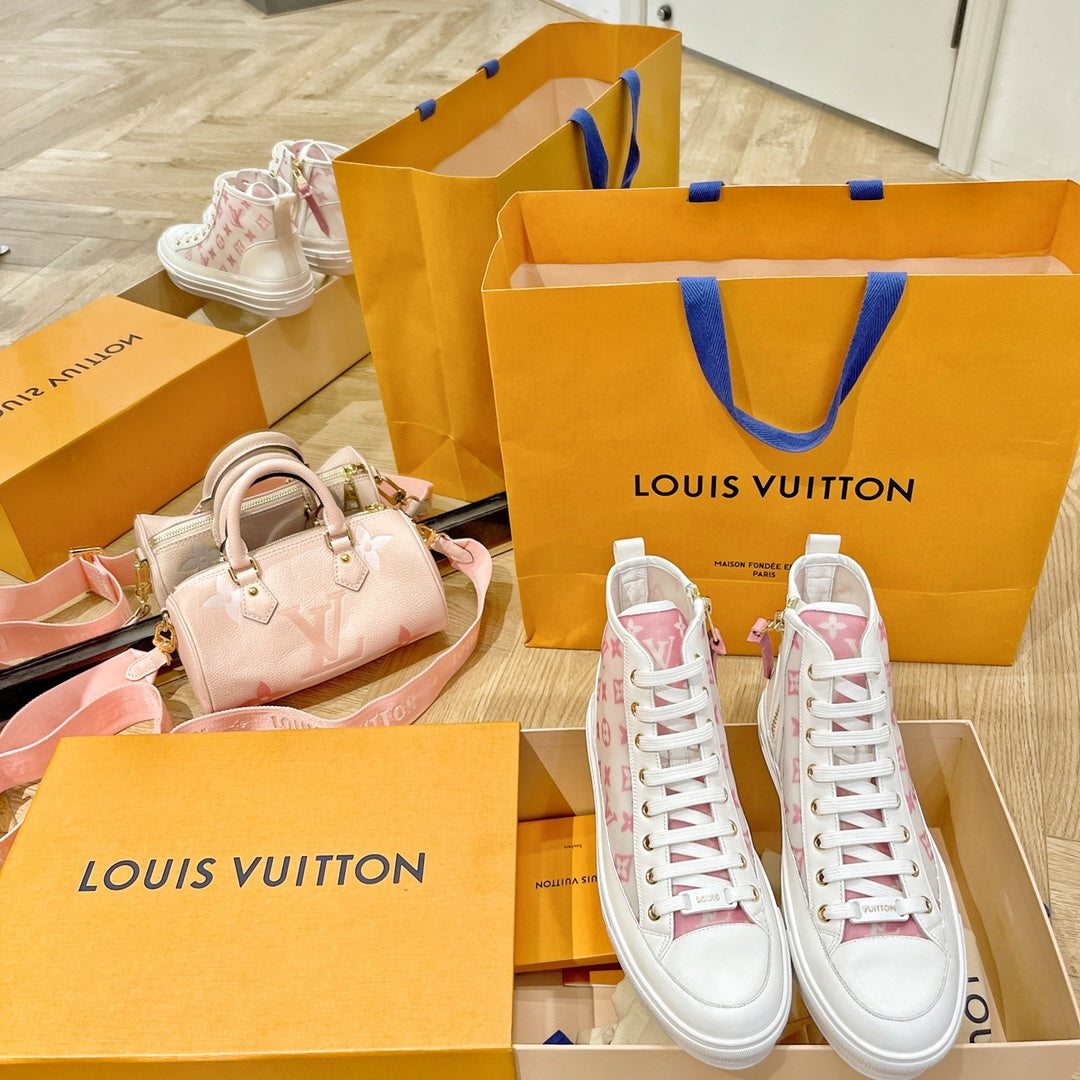 LV鞋-LV Charlie 2022春 高筒 粉色