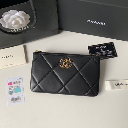 CHANEL 19系列小羊皮大格子零錢包