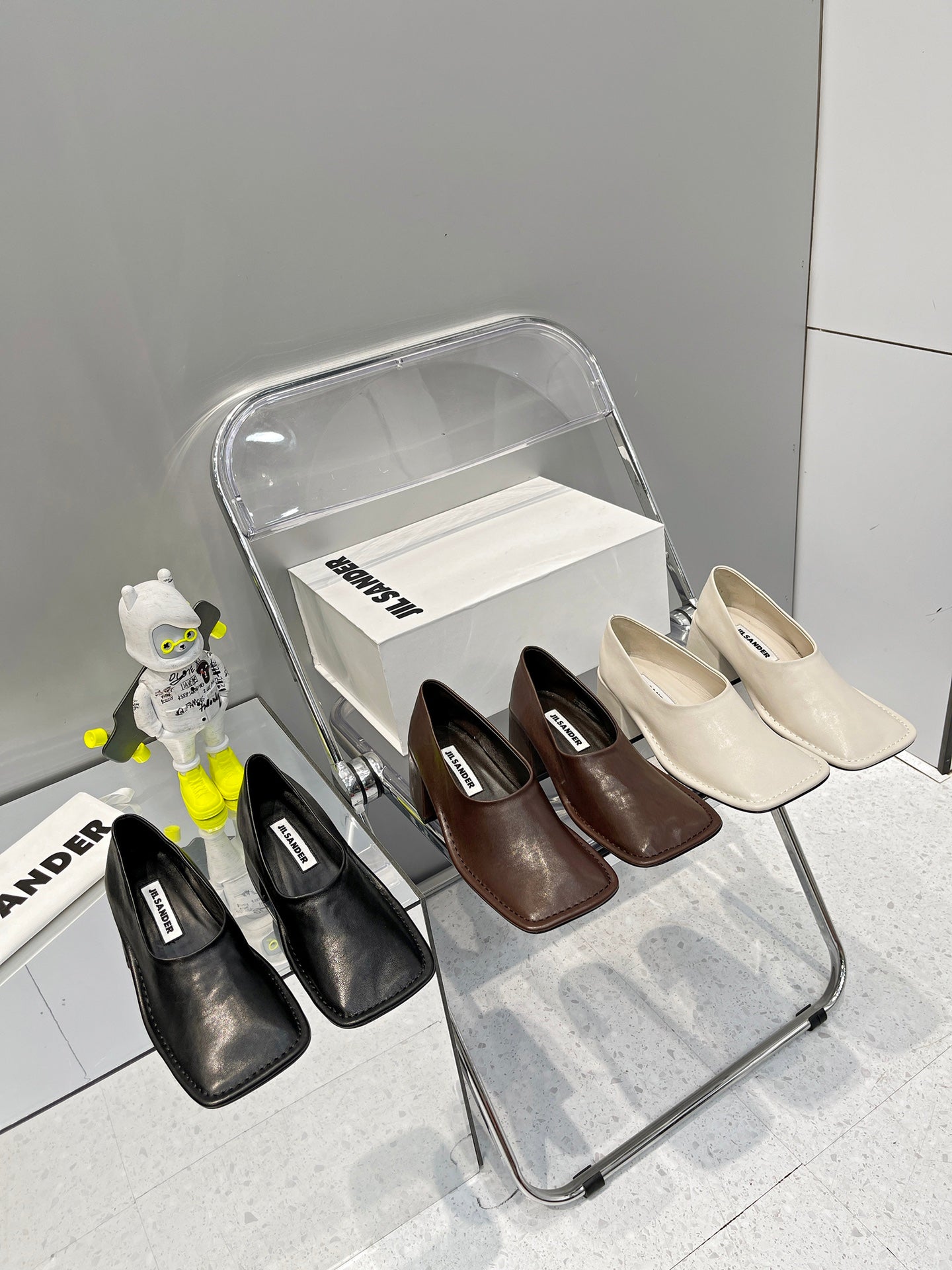Jil sander-2022秋冬新款 淺口繫帶粗跟單鞋