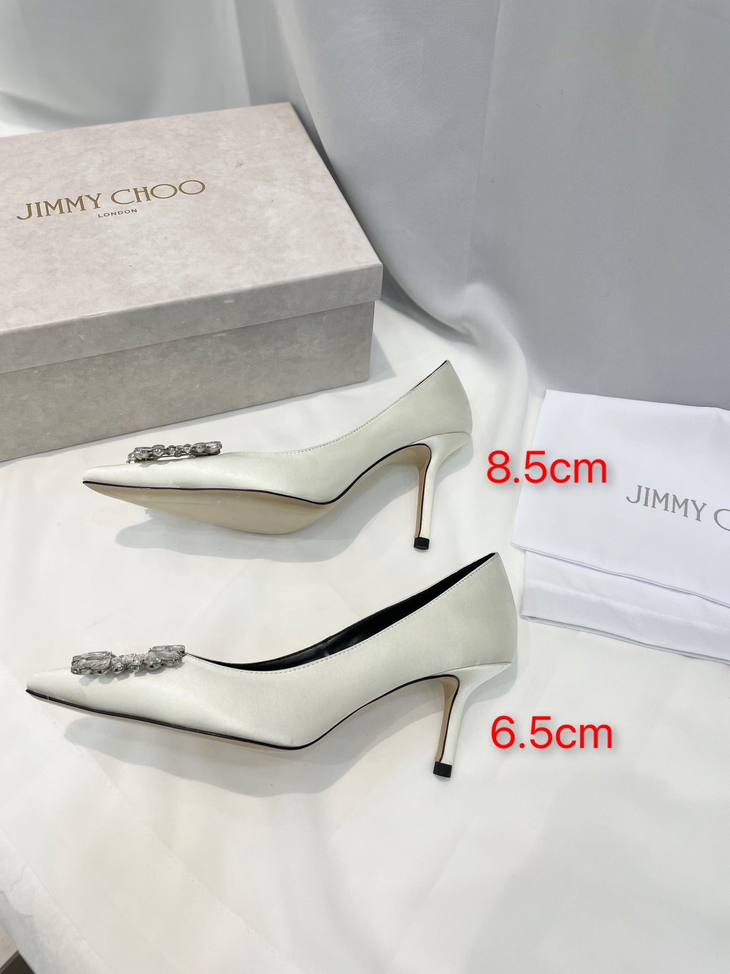 JC傑米-女神系列 鑽扣高跟鞋 白色