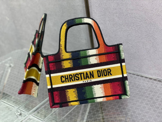 Dior Book Tote-Mini 23cm-彩色條紋