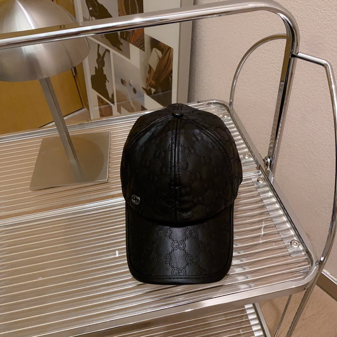 古G家-真皮棒球帽 黑色