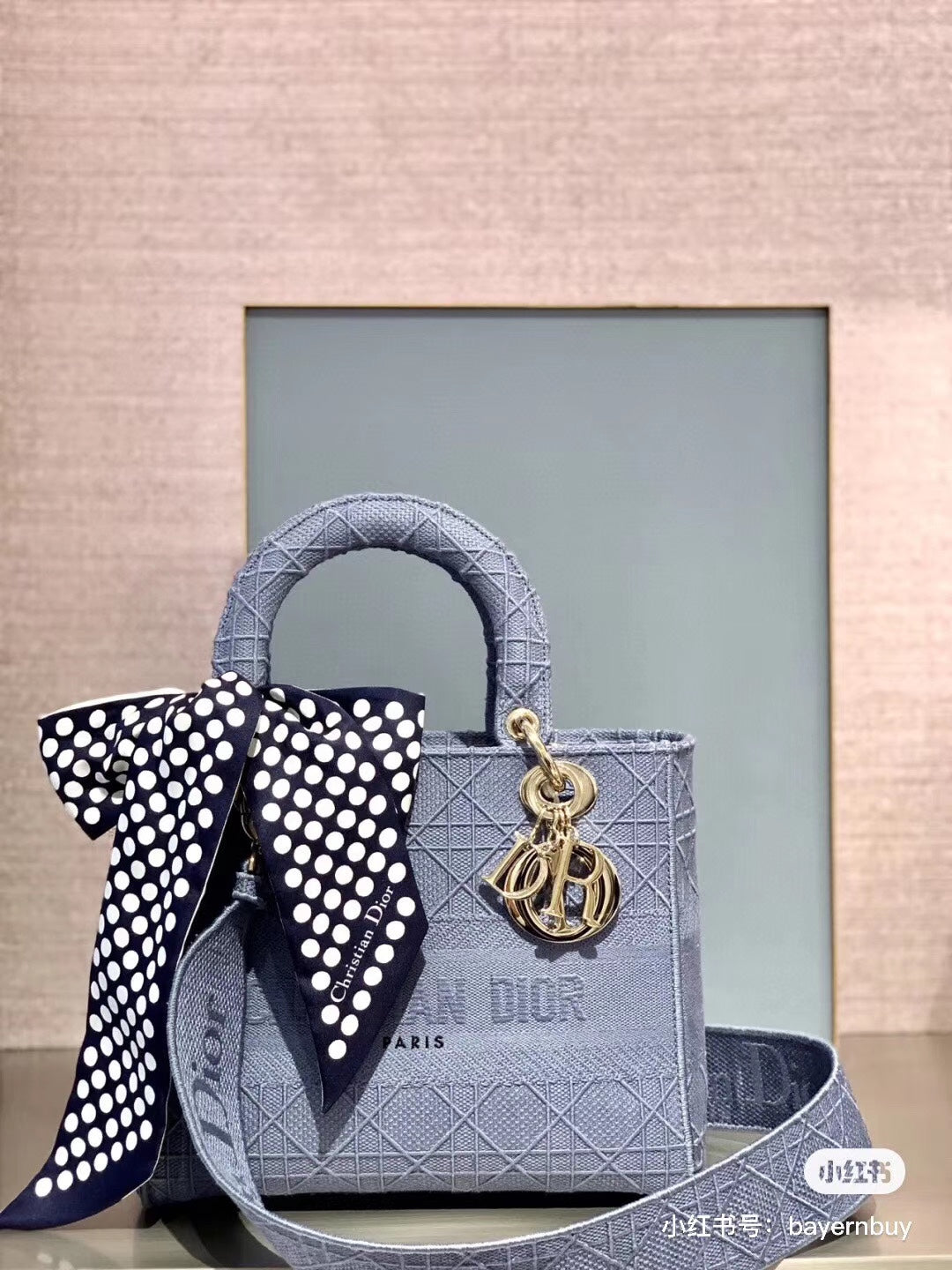 Dior Lady D-Lite黛妃包-刺繡丹寧藍