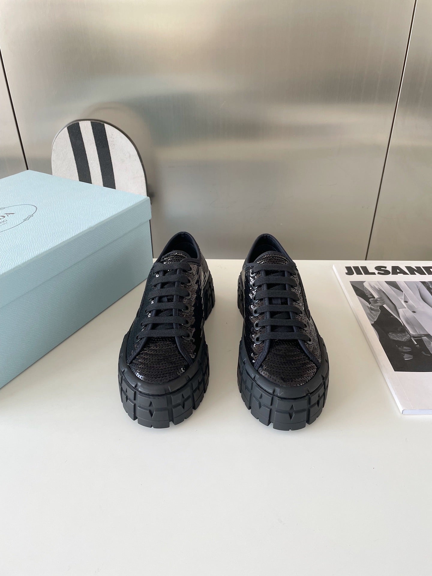 Prada 鞋-Prada bling bling 亮片厚底 餅乾鞋