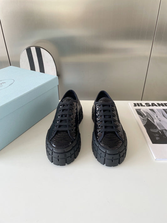 Prada 鞋-Prada bling bling 亮片厚底 餅乾鞋
