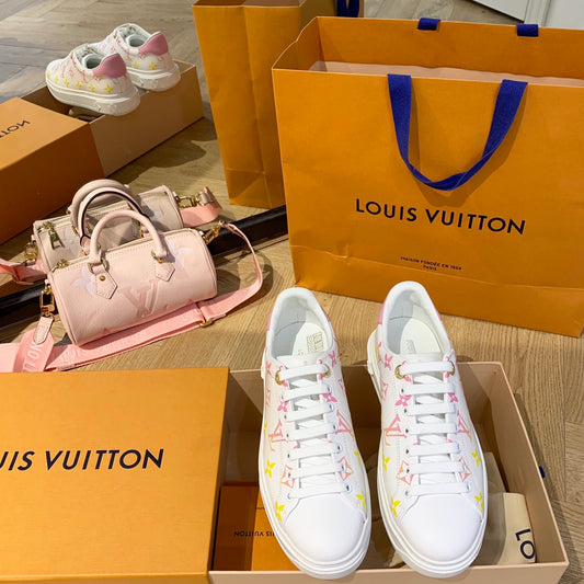 LV鞋-LV 小白鞋 粉黃漸層