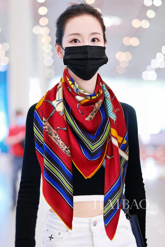 小愛款-雙面羊絨方形圍巾 140*140cm 50%羊絨+50%真絲
