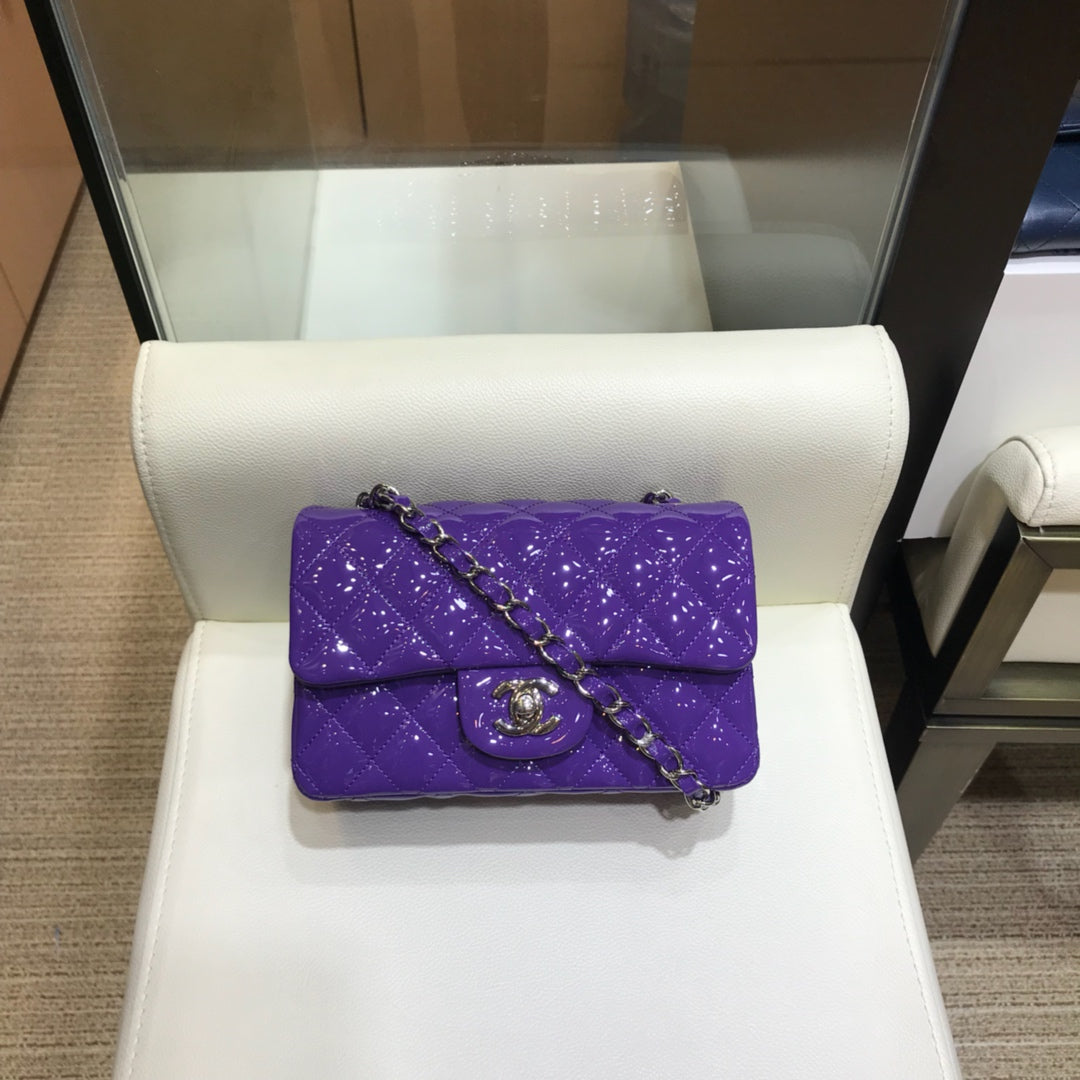 小香家-CF包 漆皮 銀鍊 20cm