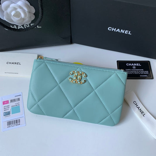 CHANEL 19系列小羊皮大格子零錢包