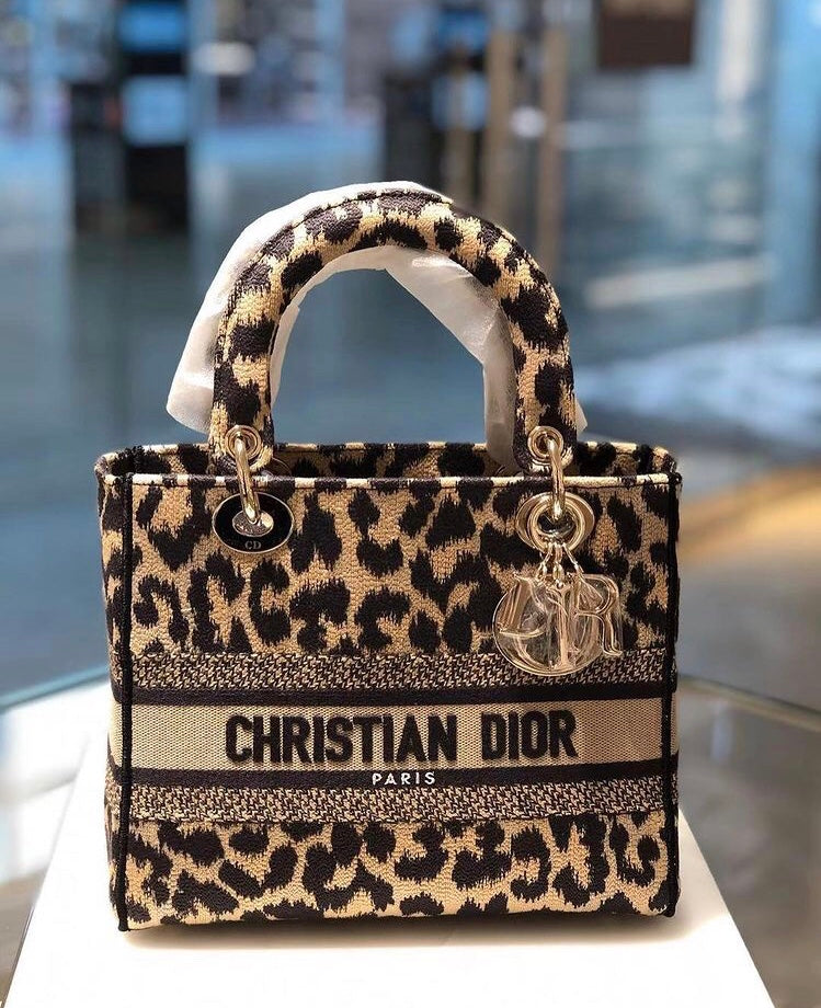 Dior Lady D-Lite黛妃包-豹紋刺繡