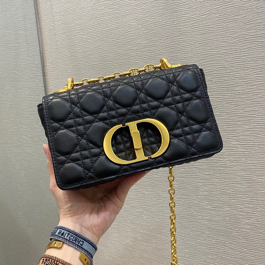 Dior Caro 小號20cm-黑色小牛皮