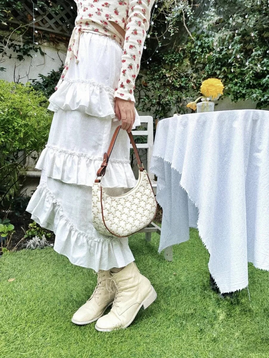 Celine AVA Triomphe帆布手袋-白色老花