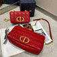Dior Caro 小號20cm-紅色小牛皮