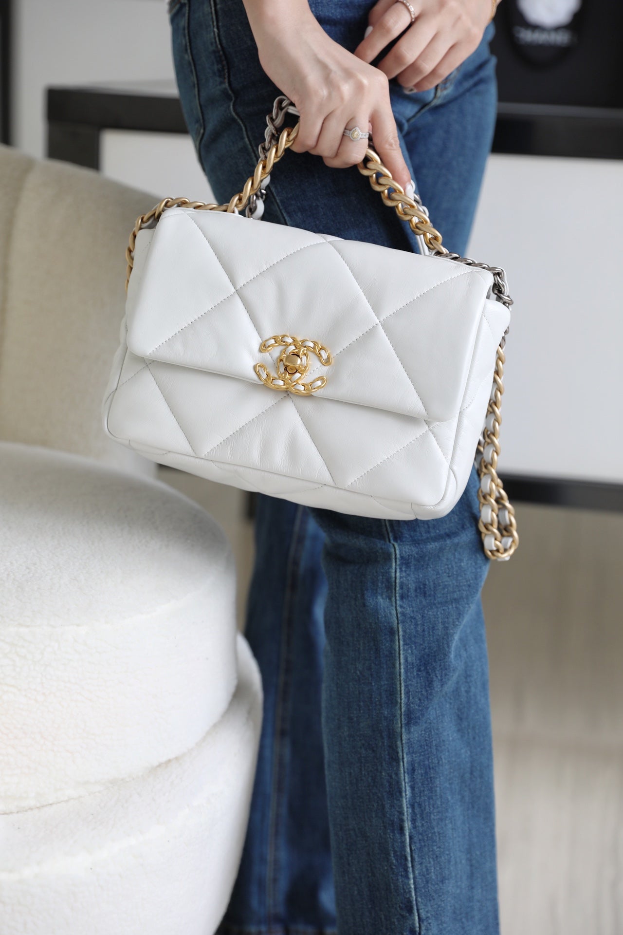 Chanel 19Bag-小號白色