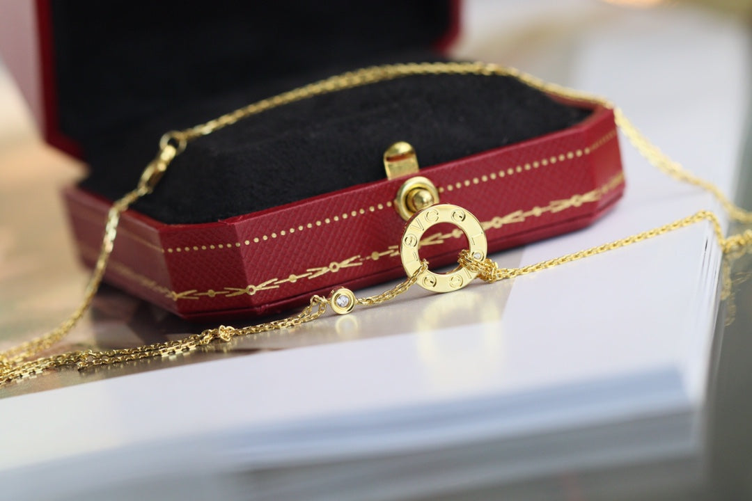 Cartier Love 雙鍊項鍊-黃K金