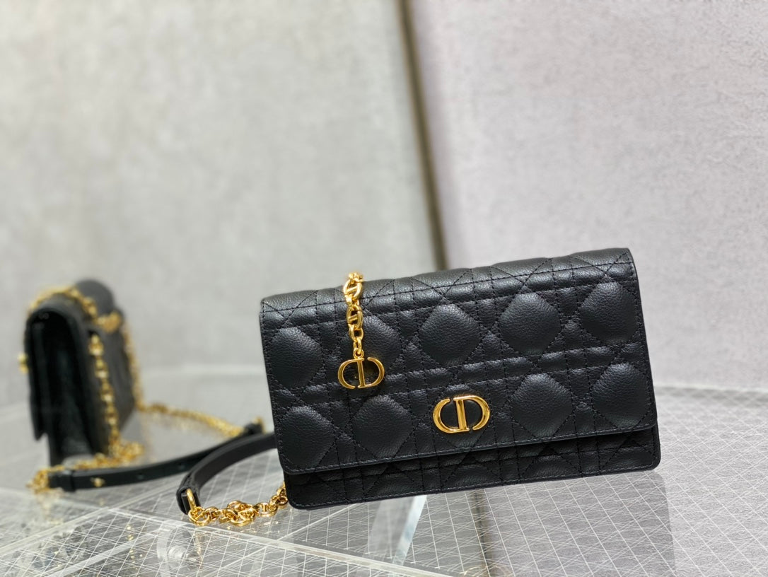Dior-Caro 菱格紋 小牛皮 鍊條包