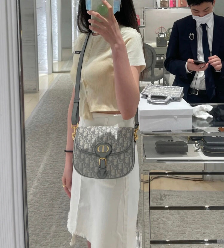Dior Bobby-大號27cm-灰色老花