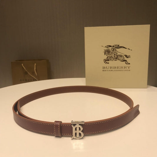 巴B家-咖色銀扣皮帶-2.0cm