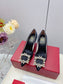 R方扣頭鞋-2023早春新款 雪花扣高跟鞋 黑色
