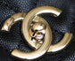 Chanel mini coco handle-黑色球紋牛皮-淡金扣