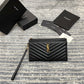 YSL Monogram 手拿包-黑山形紋金扣