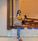 Celine 條紋提花和小牛皮正方形手袋