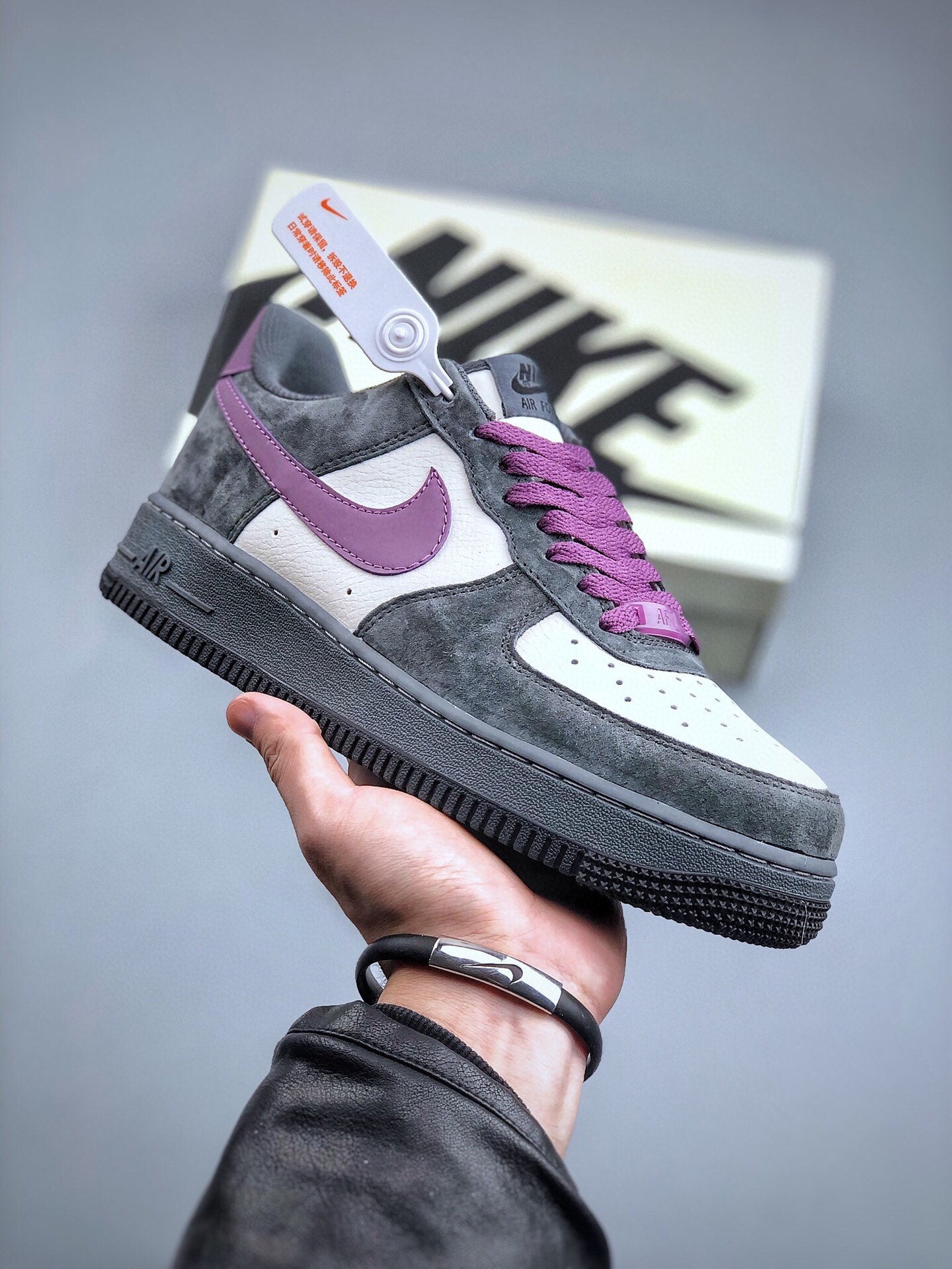 N1KE-Air Force 1 ’07 男女同款 灰紫色