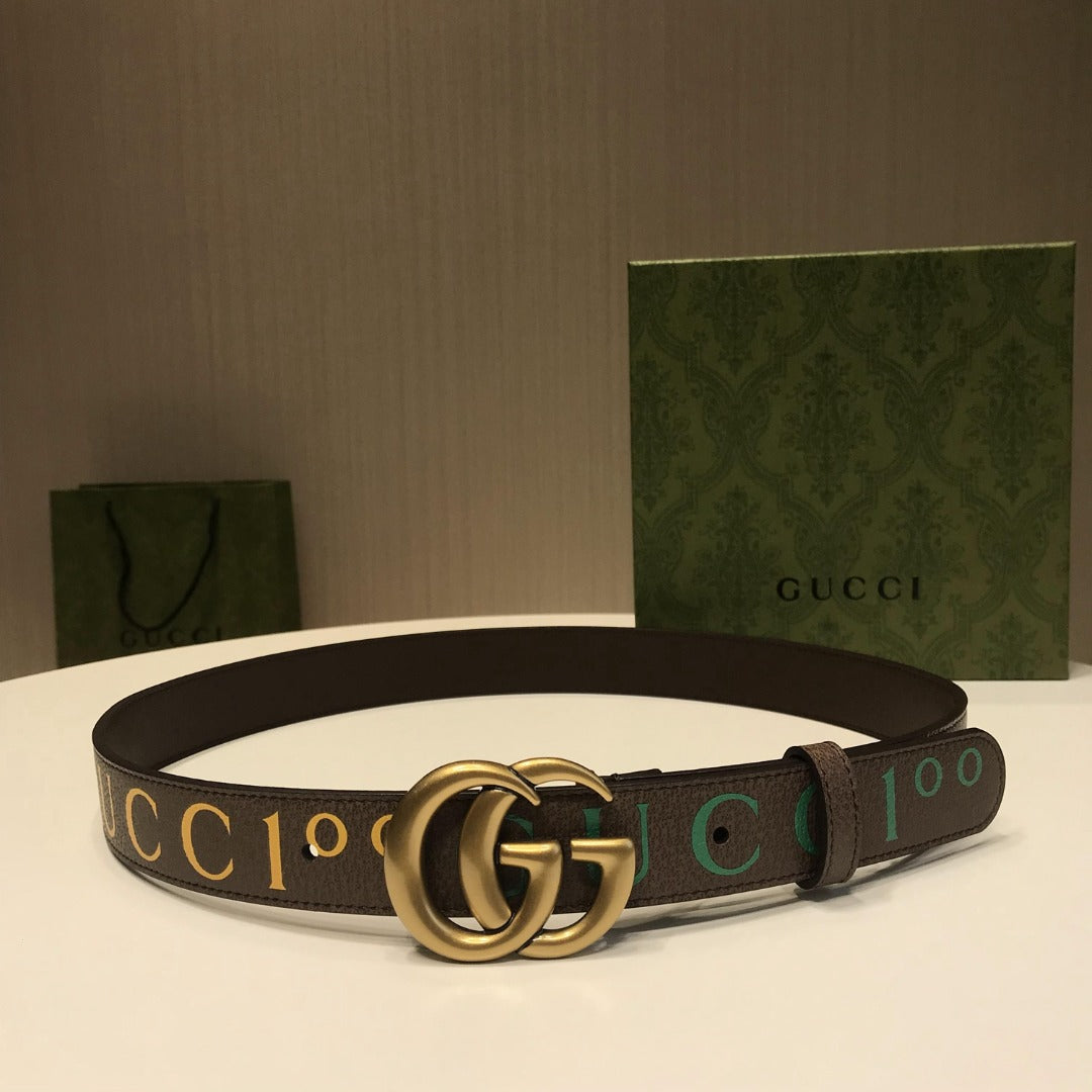 古G家-咖色字母皮帶-3.0cm