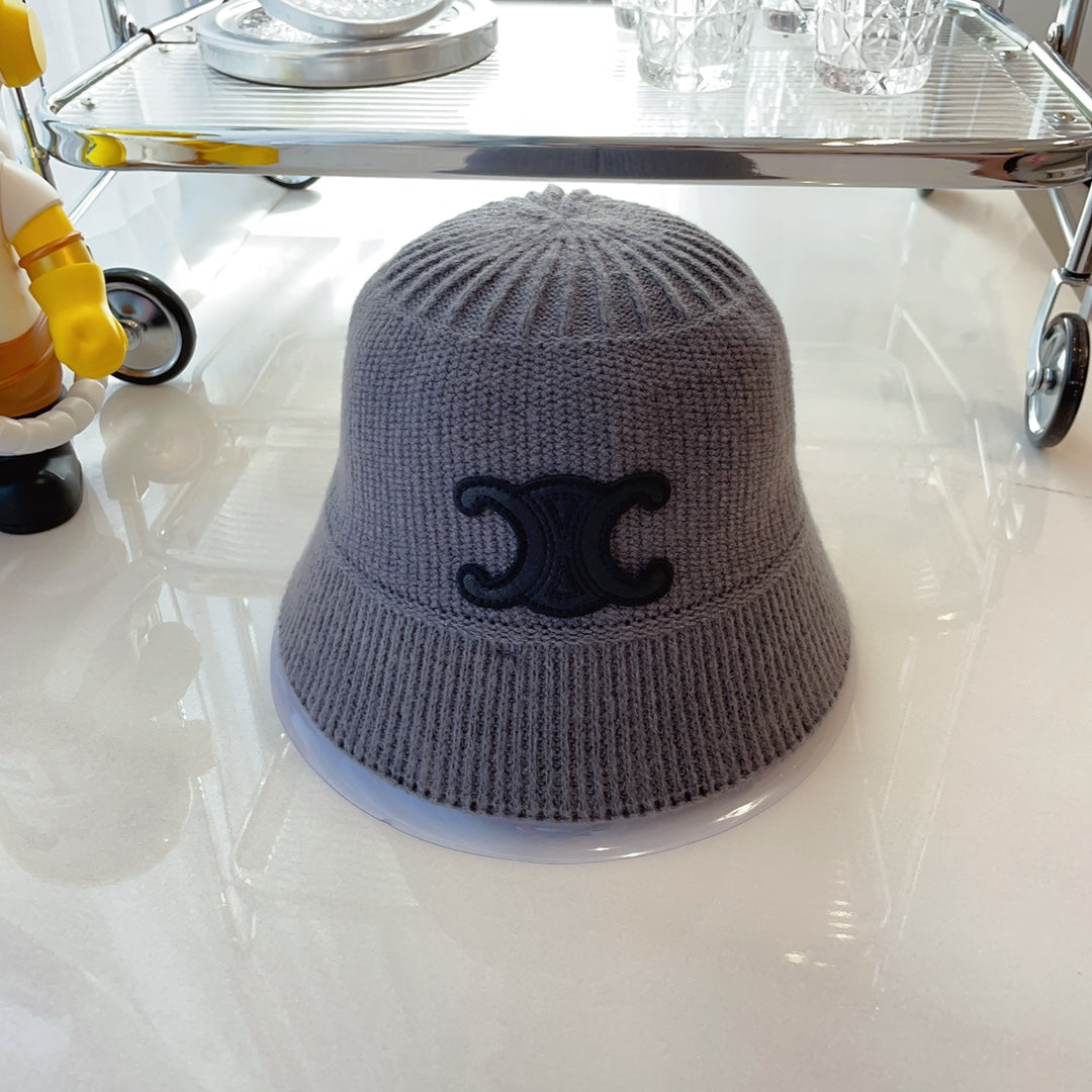 賽C家-中古質感針織漁夫帽 灰色