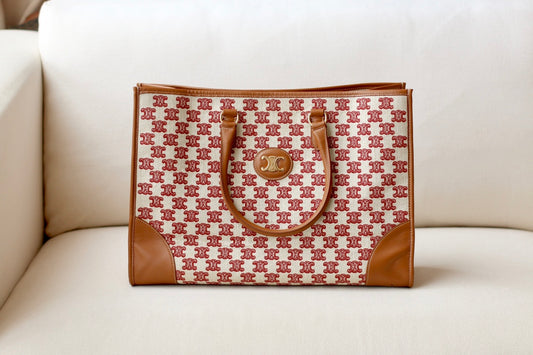賽C家-CABAS TRIOMPHE刺繡織物橫款手袋
