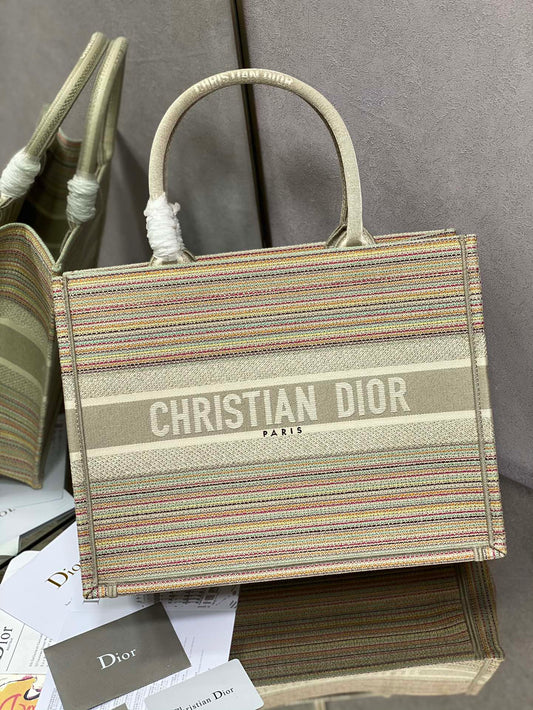 Dior Book Tote-小號36.5cm-金絲條紋