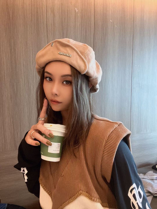 巴黎世-雲朵報童帽 杏色