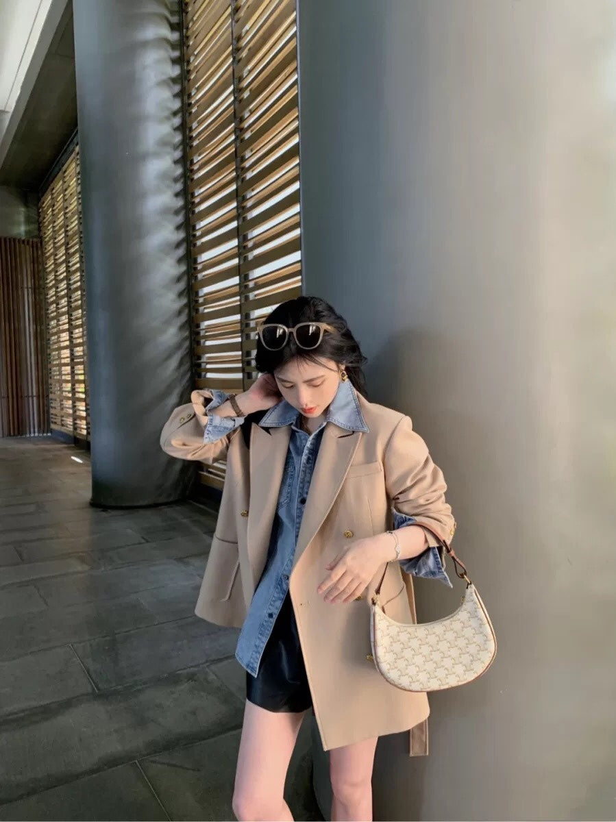 Celine AVA Triomphe帆布手袋-白色老花