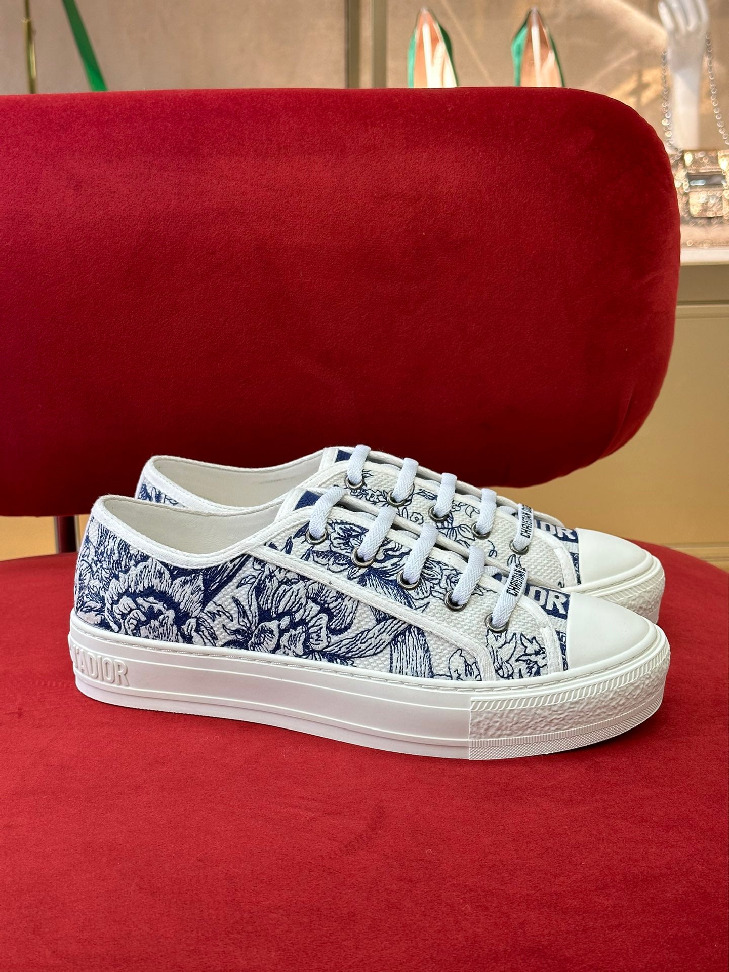 迪D家-2023春夏新顏色 刺繡板鞋 藍色
