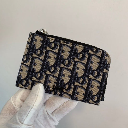 Dior 老花拉鍊零錢包-黑Logo