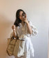 Chanel 大號米色條紋沙灘包