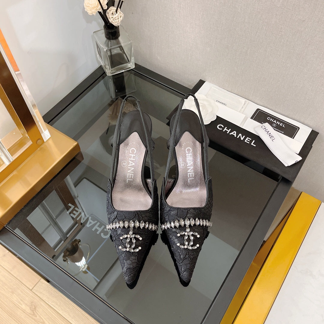 小香家-水鑽蕾絲扣高跟鞋 中古系列 6.5cm