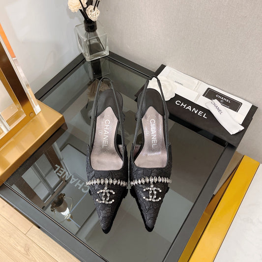 小香家-水鑽蕾絲扣高跟鞋 中古系列 6.5cm
